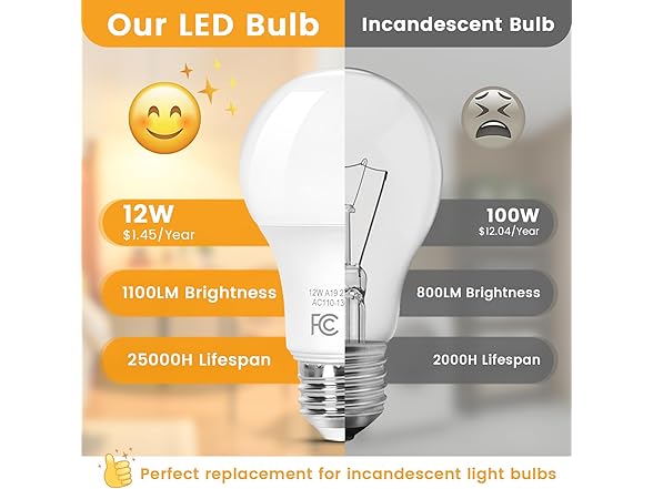 Brightever B0G3H8WCBR Dimmable Light Bulb 8-Pack