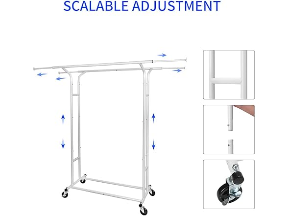  Fishat White Double Rod Garment Rack 