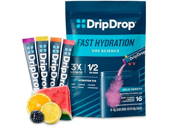 (2-Pack) DripDrop Hydration - Bold Variety,16 Sticks