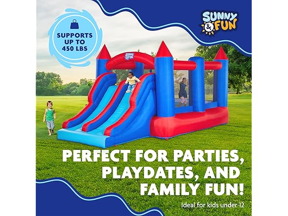 Sunny & Fun Inflatable Bouncy Castle with Dual Slide