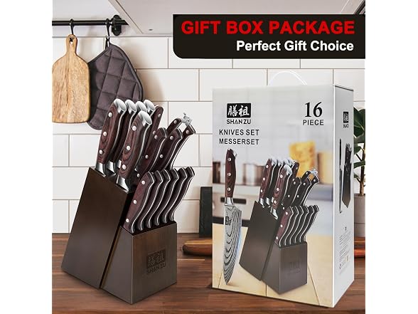 SHAN ZU 16 Pc Japanese Knife Set