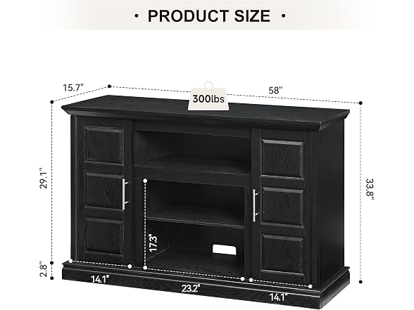 IDEALHOUSE 65" Farmhouse TV Stand, Black