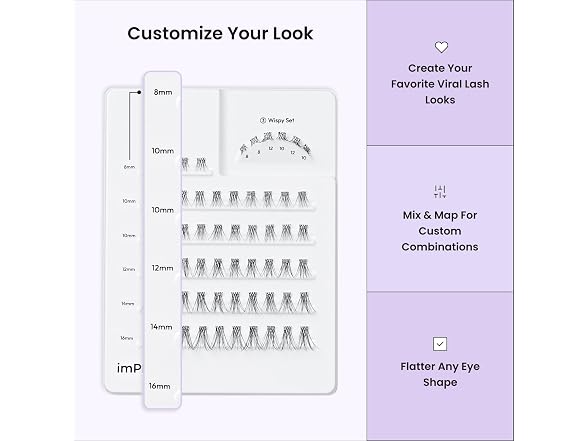 Kiss Impress False Eyelashes, 8mm-16mm