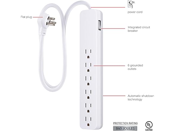 GE 6-Outlet 3ft. Surge Protector
