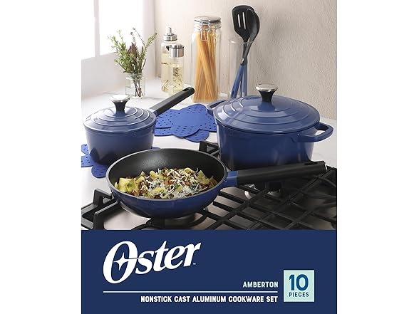 Oster Platinum Amberton 10 Piece Cast Aluminum Pots and Pans