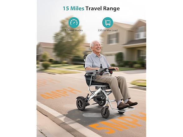 Goldseason 330lb Bearing Portable Electric Wheelchair for Adults & Seniors – 33lbs Lightweight Electric Wheelchair, Side Pockets for Essentials, Airline Approved for Travel, Silver-Gray (Open Box)