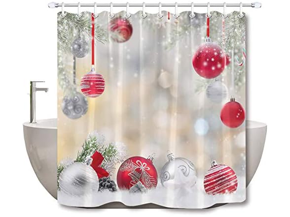 LB Christmas Shower Curtains for Bathroom Christmas Ball