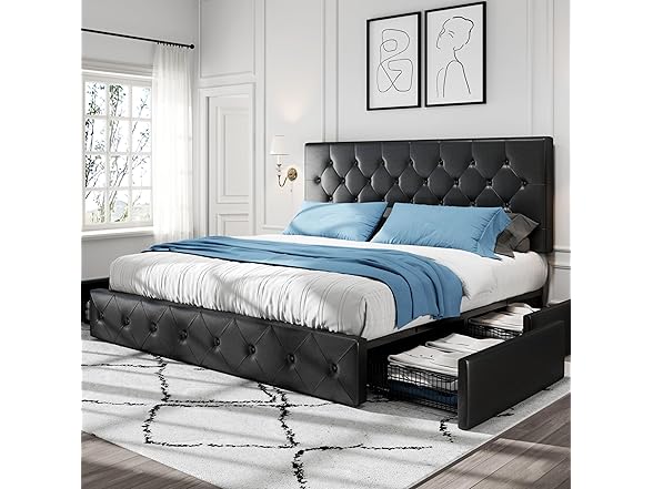HOOMIC King Platform Storage Bed Frame
