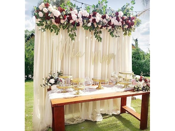 QueenDream Ivory Chiffon Wedding Backdrop 10x8ft