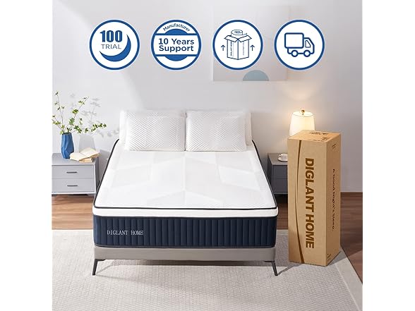 DIGLANT 14 Inch Hybrid Mattress Full