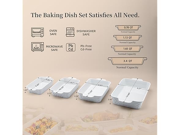 Dafuceramic Baking Dish Set of 4