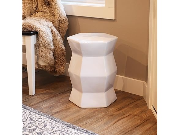 Sunnydaze Moderno Hexagon Ceramic Side Table
