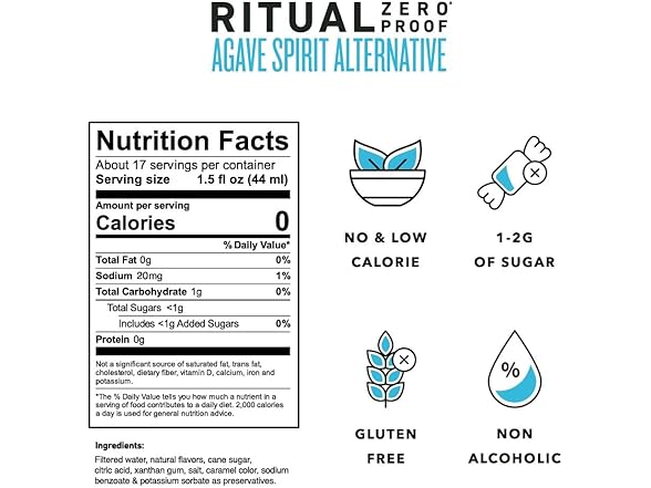 1CT RITUAL ZERO PROOF Agave Spirit Alternative
