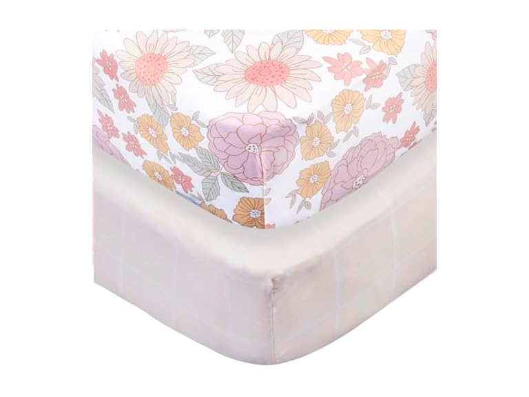Gerber Baby Unisex 2-Pack Knit Crib Sheet, Retro Floral, One Size