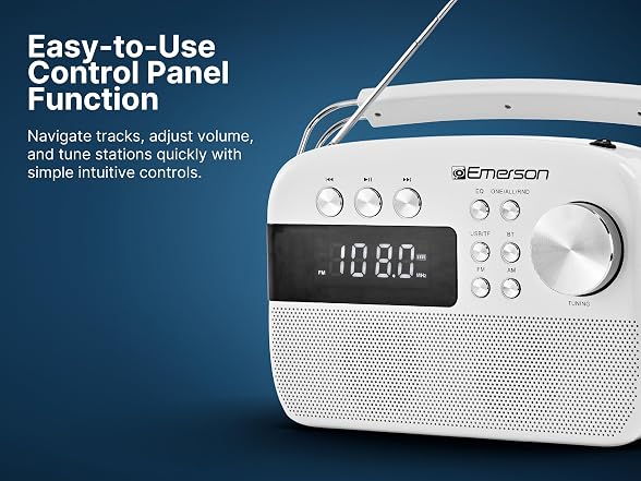 Emerson EAS-3010 BT Radio w/MP3 White