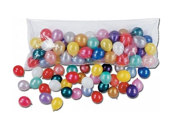 Fun Express Plastic Balloon Drop Bag with 100 Balloons