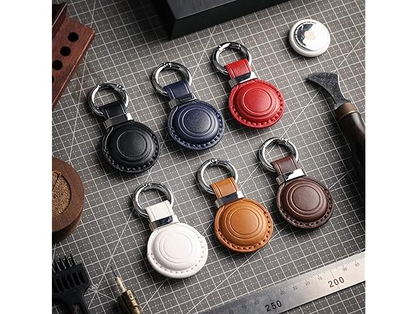 Genuine Leather AirTag Keychain Holder