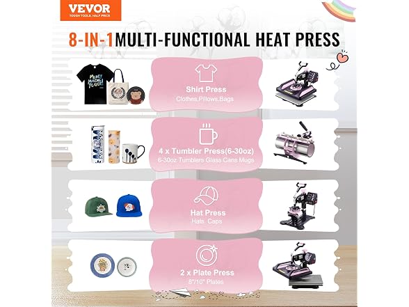 Heat Press Machine, 12 x 15 inch, 8 in 30oz