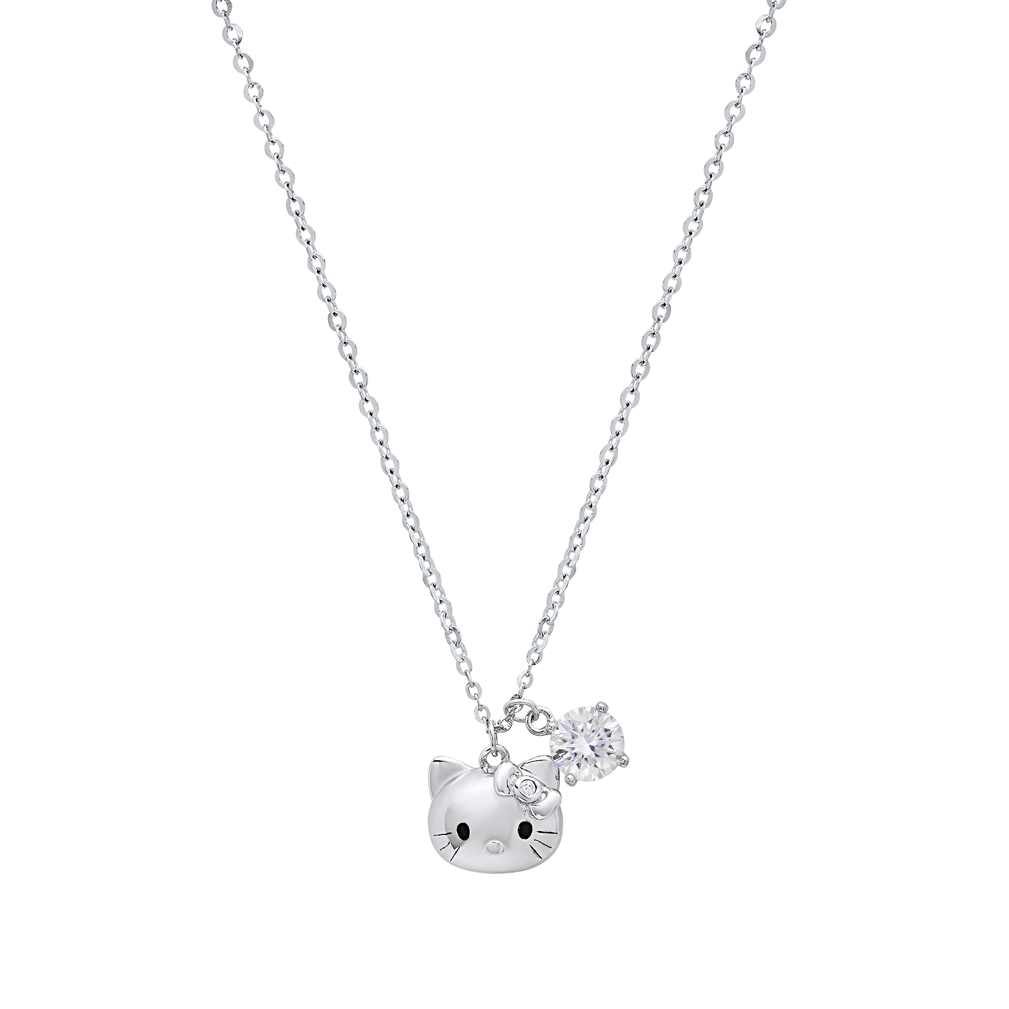 Moissanite Diamond Kitty Charm Necklace - Gallery 4