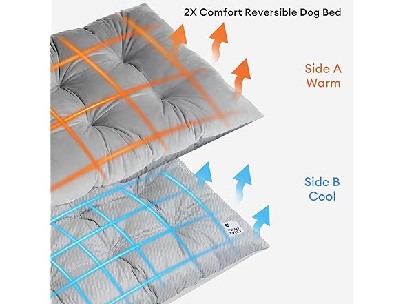 FUNNY FUZZY W2043 2 in 1 Dog Bed Crate Pad Light Grey XL