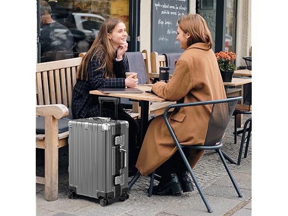 Krute Aluminum Frame Carry On Luggage 20 Inch Zipperless Luggages USB Charger Hardside PC Suitcase With Spinner Wheels Airline Approved Hard Shell Suitcases with TSA Lock (1 Piece) (Open Box)