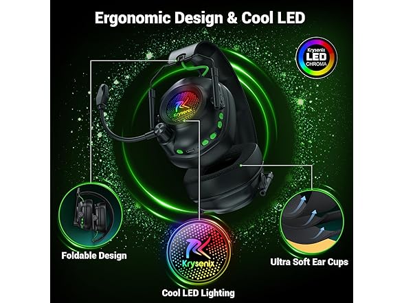 Krysenix 2.4 GHz Wireless Gaming Headset for PC, PS5
