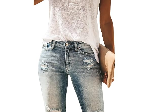 Kunmi Women (8) Ripped Skinny Slim Jeans Pants