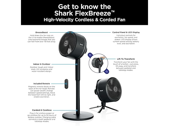 Shark FlexBreeze Portable Pedestal Fan | Grey