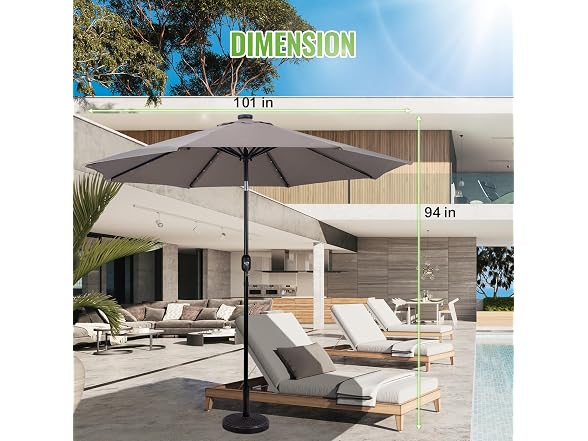 Backyard Expressions 9FT Solar Patio Umbrella Desert Taupe