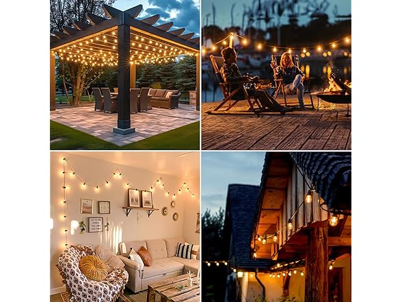 Brightever LED Outdoor String Lights, 50FT with Remote