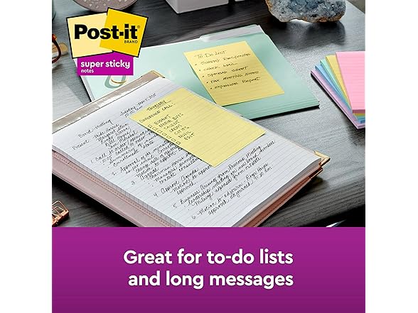 Post-it Super Sticky Lined Notes, 3 Sticky Note Pads