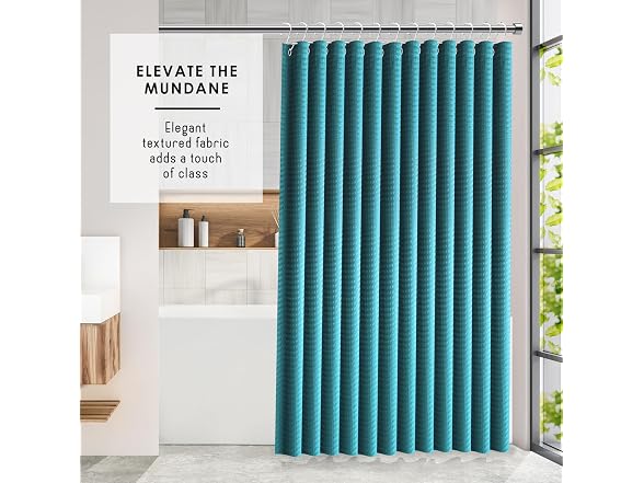 Clara Clark Teal Shower Curtain Set with Blak Caddy