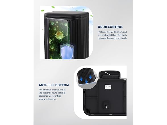 PrecisionAuto 12L Black Stainless Steel Trash Can with Lid