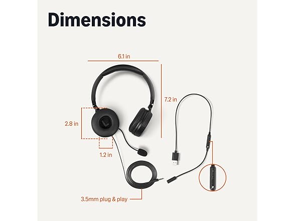 Amazon Basics On Ear Wired Computer Headset
