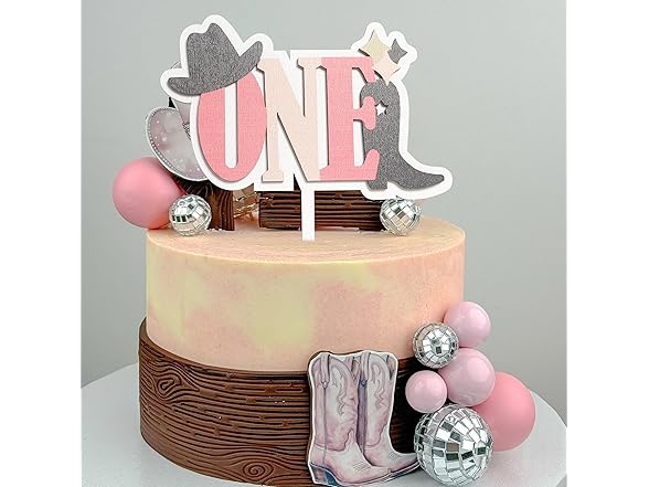 Disco Cowgirl 1st Birthday Cake Topper