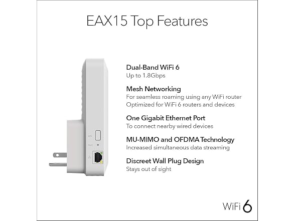 Netgear EAX15-100NAR NETGEAR AX1800 Dual-band WiFi