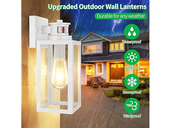 TOBUSA White Motion Sensor Wall Light 2Pk