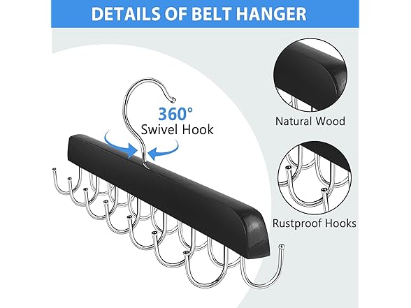 Harhana Belt Hanger for Closet 14 Hooks