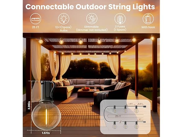 RTTY Outdoor String Lights 25 FT