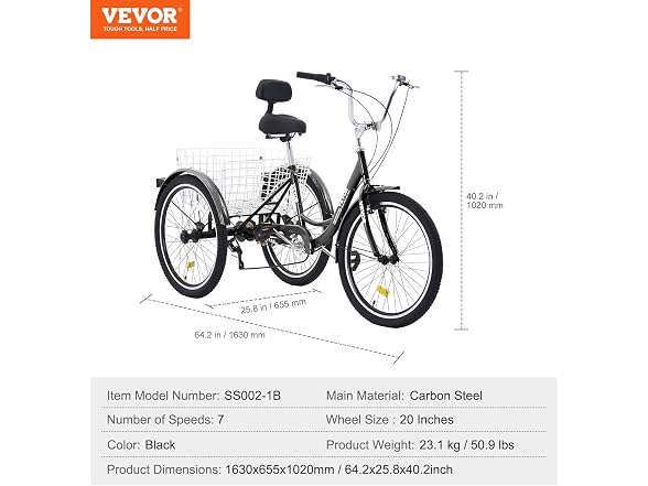 Adult Tricycles Bike, 7 Speed Adult Trikes