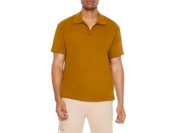 Forever 21 (M) Cotton-Blend Polo Coffee Shirt