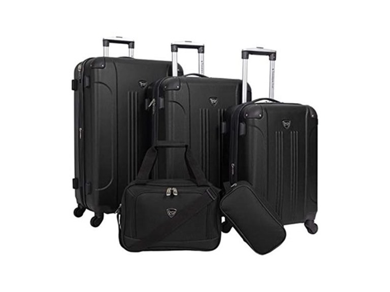 Travelers Club Hardside Luggage, Black, 5 Piece Set