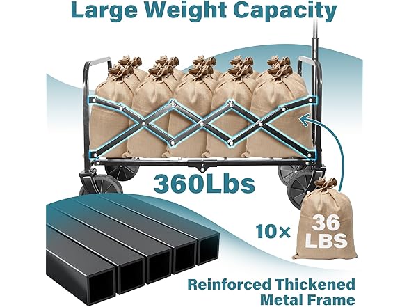 LIAPOTT Wagon Cart Foldable w/ Wheels 360 lb. Capacity