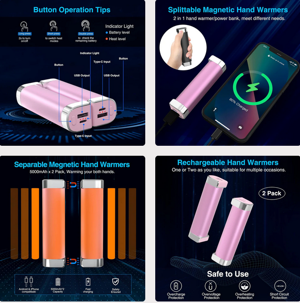 4-Pack 10000MAH Hand Warmers - Gallery 5