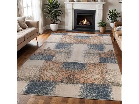 Superior Distressed Abstract Damask Indoor Area Rug (Your Choice)