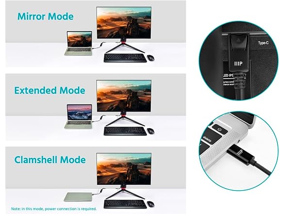 Monoprice USB-C to DisplayPort 1.4 Cable - 8K60 4K120 32.4Gbps HBR3 HDR 3ft Black