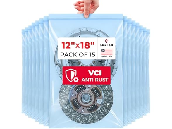 VCI Reclosable Poly Bags 12" x 18", Pack of 15