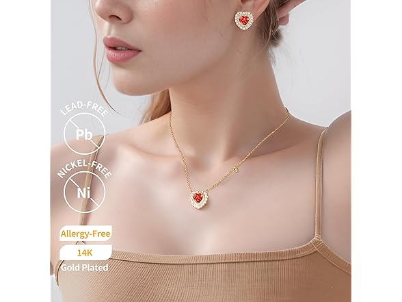 Joyssense Crystal Heart Earring Red