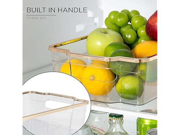 SIMPLEMADE Clear Refrigerator Bins, Gold