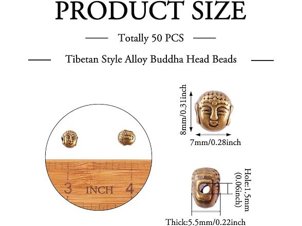 Craftdady 50pcs Antique Bronze Buddha Head Loose Beads